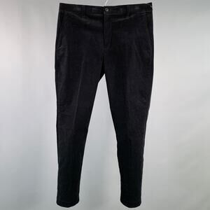 GLOBAL WORK Size L Black Corduroy Cotton Blend Drawstring Casual Pants